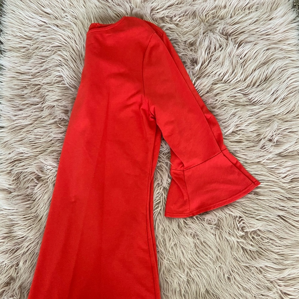 Red Skater Dress with bow detailing on back